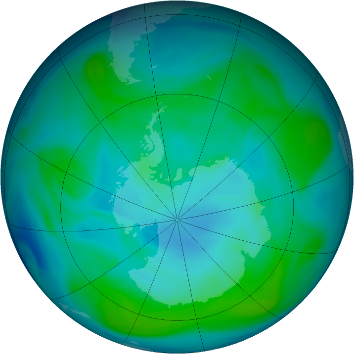 Antarctic ozone map for 14 January 2006